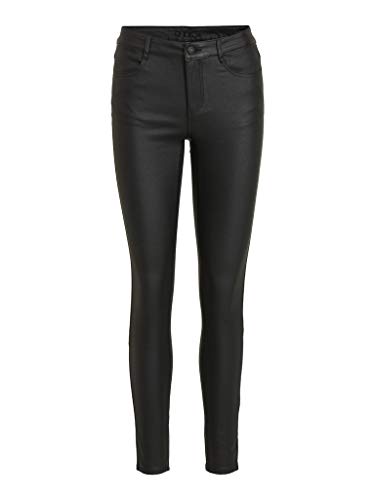 VILA Clothes Vicommit RW New Coated-Noos, Pantalon Femme, Noir (Black), 38 (Taille Fabricant: Medium)