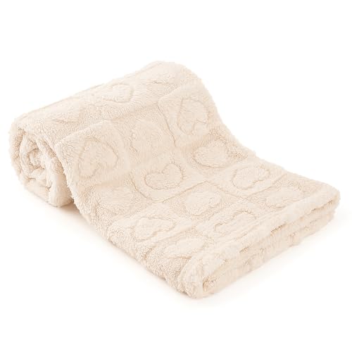 Image of Plush Soft with Heart Checkered Baby Blanket,Fleece Infant Toddler Blankets for Girls Boys,Warm Lightweight Breathable Newborn Receiving Blankets for Crib Stroller 30"×39" (White, Heart)