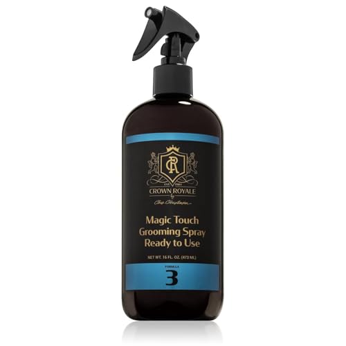 Crown Royale Magic Touch Formula 3 Spray de cuidados para animais de estimação pronto para uso, sem acúmulo pesado, spray de acabamento, evita o revestimento do casaco, formulado com condicionadores,