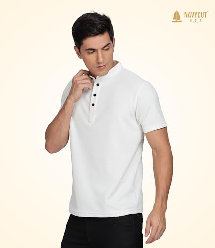 Image of Men's and Boy's Polyster T-Shirt with Mandarin Collared Neck Half Sleeves Closuer Button and Regular Fit | Polo t Shirt for Man || Color Tshirt for Men & Boy