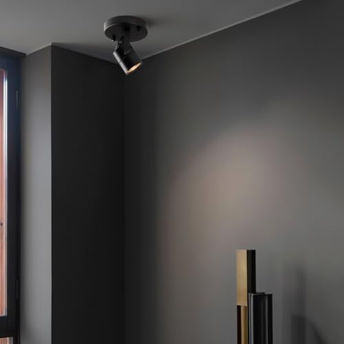 Image of mirrea Black Ceiling Spotlight Bulb Replaceable LED Spot Lights 8W GU10 Bulb 3000K Warm White 90 CRI 38 Beam Angle 1 Pack