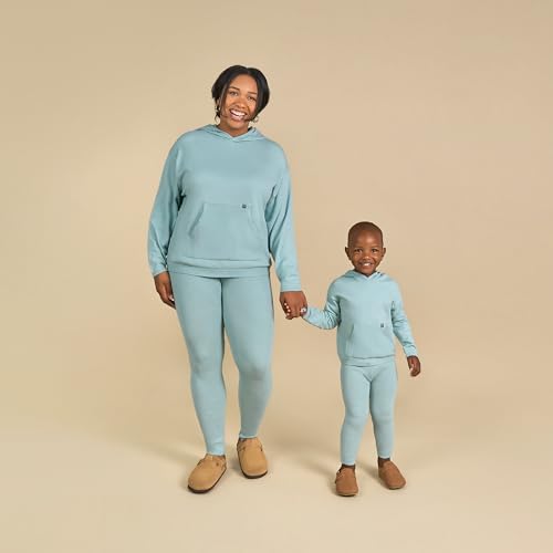 Modern Moments by Gerber Baby Girls' Mommy and Me Hooded Waffle Sweater Knit Top and Legging Set, Medium Sky, Large4