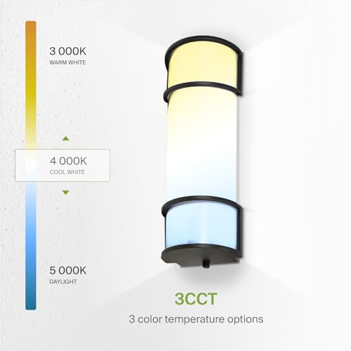 Image of ASD LED 18 inch Vanity Flush Mount Light Fixture, Linear Bathroom Lighting Bar | 3CCT, Dimmable, Energy Star, ETL Listed | 20W 1650LM 3000-5000K 120V | Long Tube Bath Wall Sconce Over Mirror | Black
