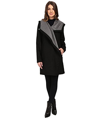 Vince Camuto Women's Cascading Wool Coat, Black/mid Grey, XS