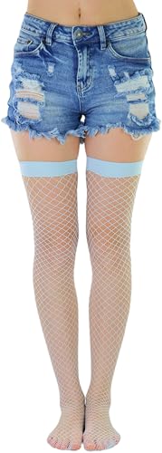 Image of ToBeInStyle Women's Vibrant Large Net Fishnet Thigh High Elastic Nylon Novelty Stockings