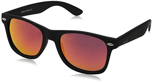 Flat Matte Reflective Mirror Color Lens Large Horn Rimmed Style Sunglasses - UV400