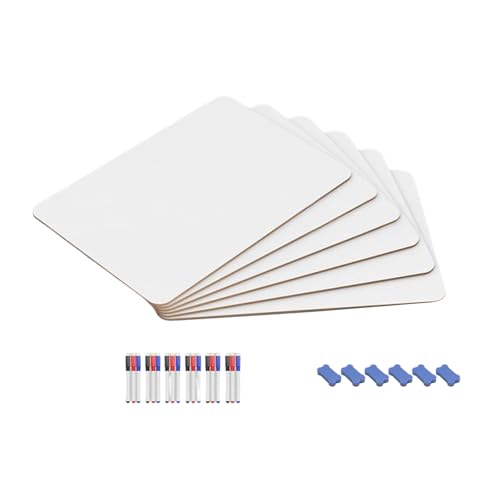 Pizarra blanca pequeña de 1/3/6 piezas con borrador y marcadores, pizarras blancas de doble cara para dibujar y escribir, pizarra blanca de doble cara para escribir mensajes para oficina y escuela