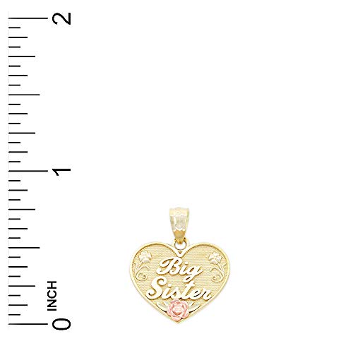 Gold Big Sister inside Heart Charm - 10 Karat Solid Gold3