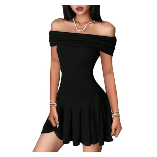 Robe courte d'été à col bardot décontractée et légère pour femme