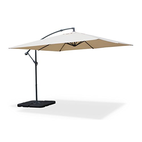 Alice's Garden - Parasol déporté carré 3x3m - Hardelot 3x3m - Beige - Manivelle anti-retour | Toile déperlante | Facile à utiliser