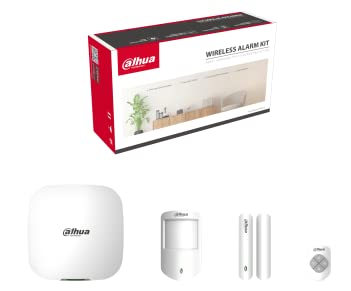 Dahua Kit allarme antintrusione wireless (frequenza portante 868 MHz) che include: centrale allarme, telecomando e sensori magneticamente e PIR wireless