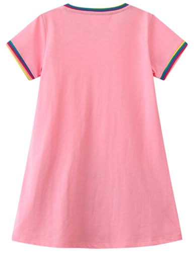 FreeLu Toddler Girls Striped Summer Dress Cartoon Appliques Dresses Girls Cotton Casual Clothing 2-7Y2