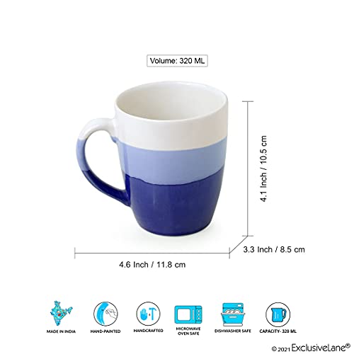 Image of ExclusiveLane 'Ocean Hues' Handcrafted Ceramic Coffee Mug Set of 2 (320 ML, Microwave Safe & Dishwasher Safe) - Ceramic Coffee Mugs For Tea Mugs Set Ceramic Mugs Milk Mug Pottery Mugs
