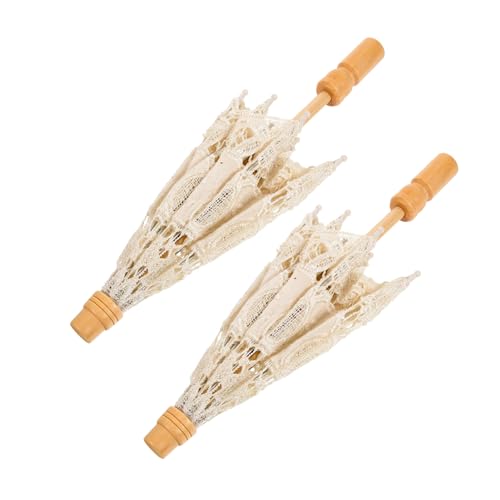 Parapluie en dentelle Healvian avec manche en bois pour mariée raffinée