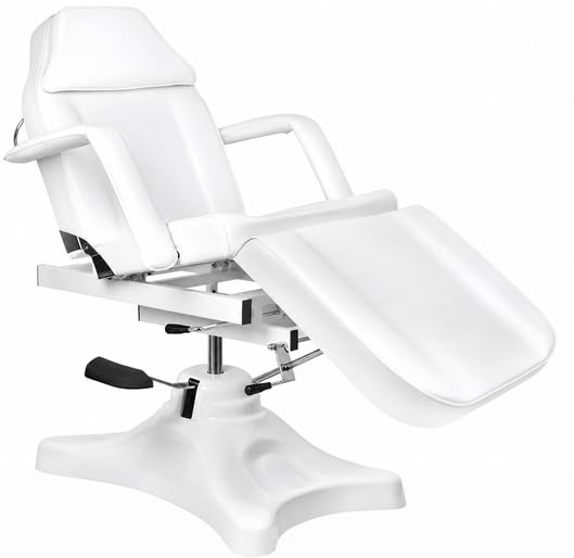 Generisch Hydraulische Kosmetikliege Weiß mit Drehfunktion – Professioneller Kosmetikstuhl Höhenverstellbar für Kosmetikstudio, Beauty Salon, Spa, PMU & Tattoo