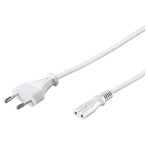 PremiumCord Cable de Alimentación de 230 V, 5 m, con Enchufe Europeo A Enchufe Europeo Doble C7 de 2 Pines, IEC 320, Recto, Color Blanco