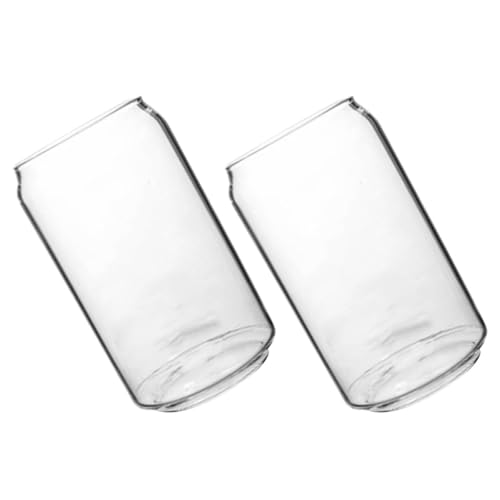 Homoyoyo Set 2 Bicchieri in Vetro a Forma di Lattina 550 Ml Anello di Estrazione Contenitori per Acqua e Boccali da Birra Trasparenti per Bevande Succhi e Cocktail