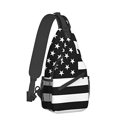 Mochila bandolera unisex negra para senderismo miniatura 3