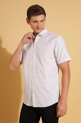 Image of FYLTR Men's Regular Fit Shirt - Half Sleeve | Contrast Placket | Regular Collar | Formal Shirts for Men