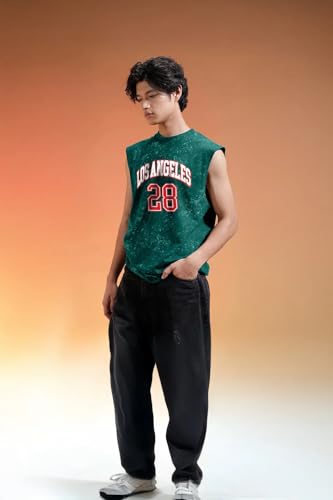 Image of Veirdo Pure Cotton Scoop Neck Acid Wash Oversize Sleeveless Vest for Men & Boys (S to 2XL)