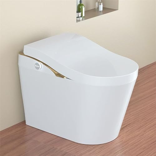 Inodoro Inteligente, Bidé, Descarga Automática, Sin Tanque, Asiento Calefactable, 17.5 Pulgadas, Control Remoto, Tapa Automática, Lavado con Agua Caliente, Secador de Aire Caliente, Desodorizador, Escudo de Espuma, Blanco miniatura 1