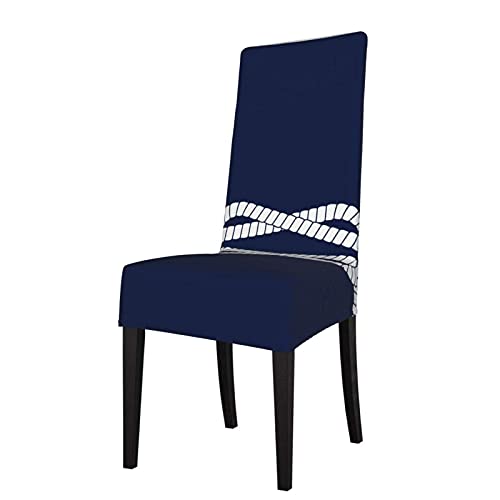 LOUJIN Funda de asiento para silla, cuerda náutica, color azul y blanco, fundas elásticas y lavables para sillas de comedor