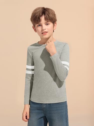 Image of Haloumoning Boys Long Sleeve Shirts Kids Crewneck T Shirts Casual Striped Tops Tees 5-14 Years
