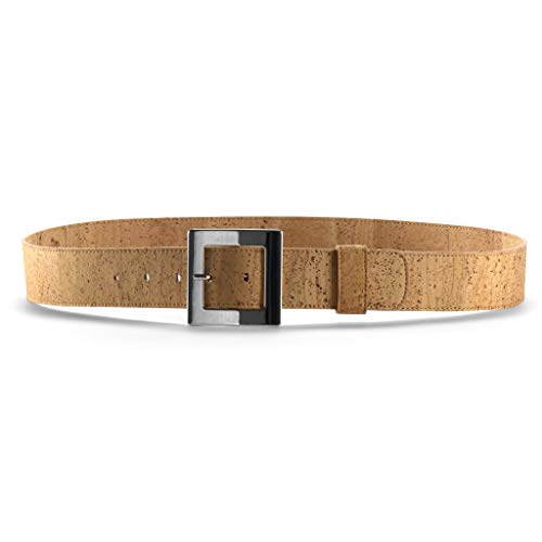 Women’s Cork Belt – Vegan Leather - Adjustable Belt – Oversize Belt - Black - 40mm Wide3