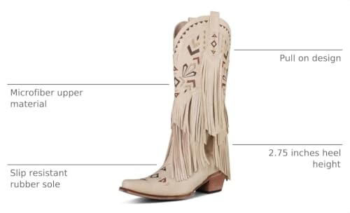 Image of SaraIris Women's Cowgirl Boots Knee High Fringe Boots