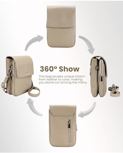 Image of befen Genuine Leather Crossbody Bags for Women, Cell Phone Cross body Purse Bag with RFID Blocking Card Slots