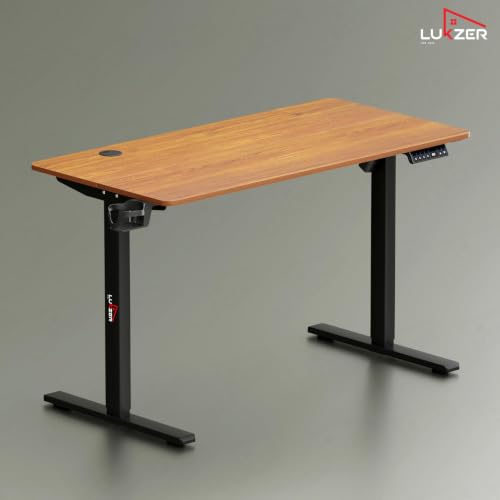 Image of Lukzer Electric Height Adjustable Desk with USB & Type-C Port 3 Memory Preset Advance Controller Ergonomic Work from Home Study Table(EST-003 /UC-Black & Oak Brown /120 x 60 cm) DIY with 3-Year Warranty