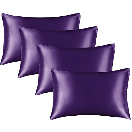 BEDELITE Satin Pillowcase for Hair and Skin, Super Soft Similar to Silk Pillow Cases 4 Pack with Envelope Closure, Cooling Pillowcases for Women Men (20