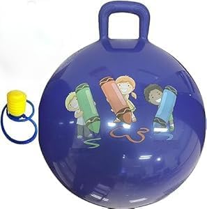 Hopping Hop Bouncy Rubber Jumping Ball with Pump, Sit and Bounce Outdoor Party Games for Kids Children with Air Pump (Size 65cm Multi Color)