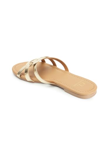 Image of Carlton London women's Textured Comfortable Fashionable Slip On Flat Sandals