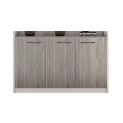 YQINQIN83B Cajonera Oficina Archivador bajo de Oficina de Tres Puertas de Madera con asa for Almacenamiento de Datos Mueble Impresora(Grey)
