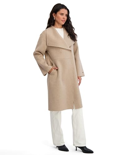 Image of T Tahari Women's Isabelle Asymmentrical Wool Coal with Belt