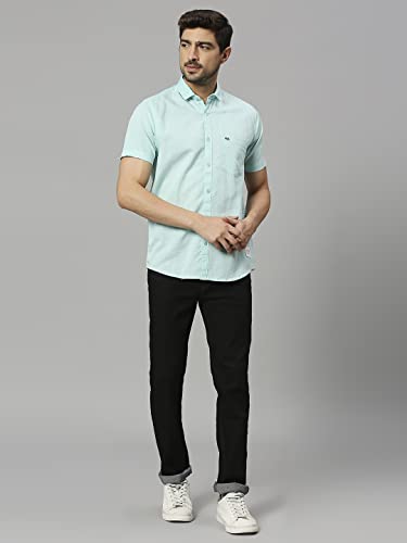 Image of Thomas Scott Men's | Solid | Half Sleeve | Slim Fit | Linen Blend | Spread Collar | Casual Shirt