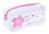 Lieferumfang: 1x Etui LB-2008-1 Rosa Liquid Glitter Glitzer Japan Sakura Kirschblüte Blumen transparent Pastel Schlampermäppchen Etui Kosmetik Tasche Kawaii