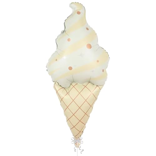Image of Rozi Decoration Ice Cream Shape Foil Balloon 27 Inch for Birthday Parties Decoration, Cone Theme Balloon for Kids Celebration, Summer Party Theme Decor Pack of 1 Pcs