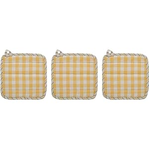   VHC-Brands-Cotton-Pot-Holder-Set-of-3-Heat-Resistant-Kitchen-Potholders-Buzzy-Bees-Collection-Square-8x8-Vintage-Yellow
