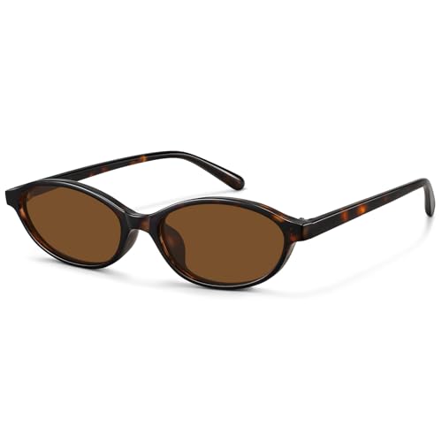 WOWSUN Retro Oval Sunglasses Womens Small Cat Eye Trendy Shades UV400 Protection