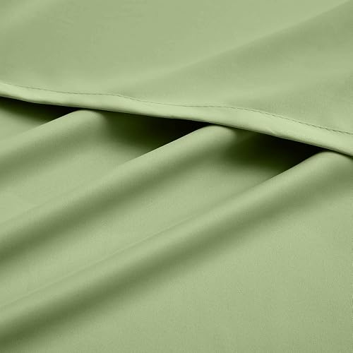 Image of THE LINEN COMPANY Extra Long Back Loop Curtains | Blackout Hall Door Curtains | Thermal Insulated Room Darkening Curtains Set of 2 - Avocado Green, 10 Feet