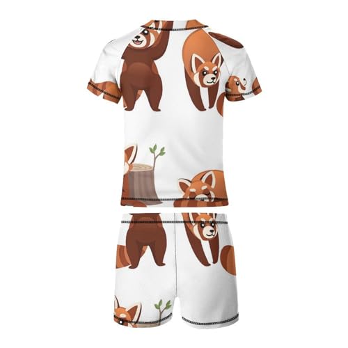 Cute Red PandaChildren's Swimsuits Boys Two Piece Suit7-9Y（120cm）4
