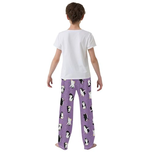 ZZXXB Penguin Fishing Boys Long Pants Soft Trousers Elastic Waist Kids Lounge Bottoms with Pockets S-XL3