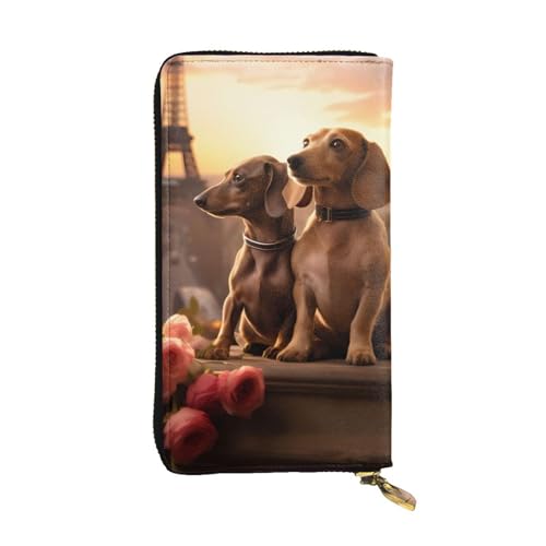 Portefeuille en cuir pour femme HYTTER grand format teckel noir