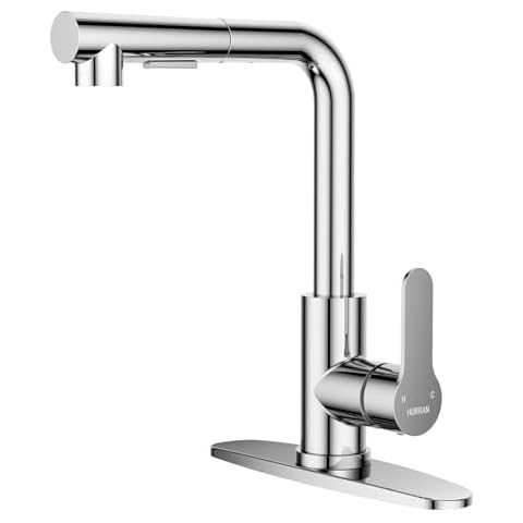 Kitchen Faucets, Chrome Kitchen Faucet with Pull Down Sprayer and Deck Plate, Stainless Steel Commercial Utility Kitchen Faucets for Sink 3 Hole for Bar Rv Camper Laundry Outdoor Farmhouse Sink Cover
