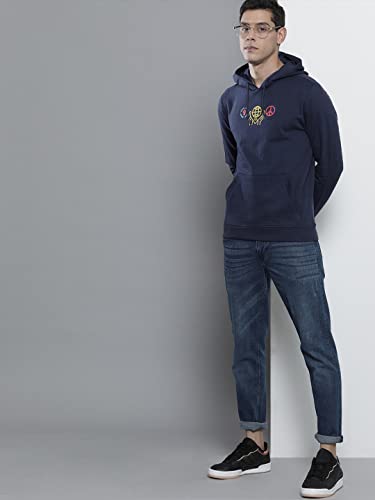 Image of The Indian Garage Co Men Regular Fit Typography Overhead Hooded Sweatshirt