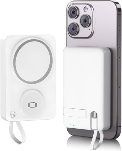 Batería externa inalámbrica magnética de 10000 mAh, cargador portátil para carga rápida, batería externa inalámbrica compatible con iPhone Series y Android, iwatch Headphone, color blanco