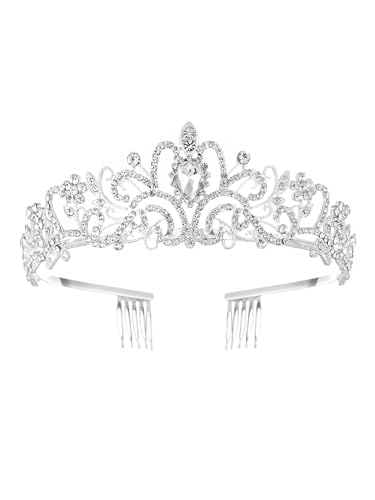 Yellow Chimes Crown for Women and Girls Crystal Crown for Women | Silver Tone Crystal Studded Tiara Crown | Birthday Gift for girls and women Anniversary Gift for Wife (B0CZ9JY76W) Amazon Price History, Amazon Price Tracker