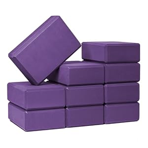 Hello Fit 3″ Yoga Block, 10 Pack Bulk EVA Foam Yoga Blocks, Firm and Supportive Yoga Brick, Balance Foam for Stretching, Pilates, and Workout, 3″ x 6″ x 9″